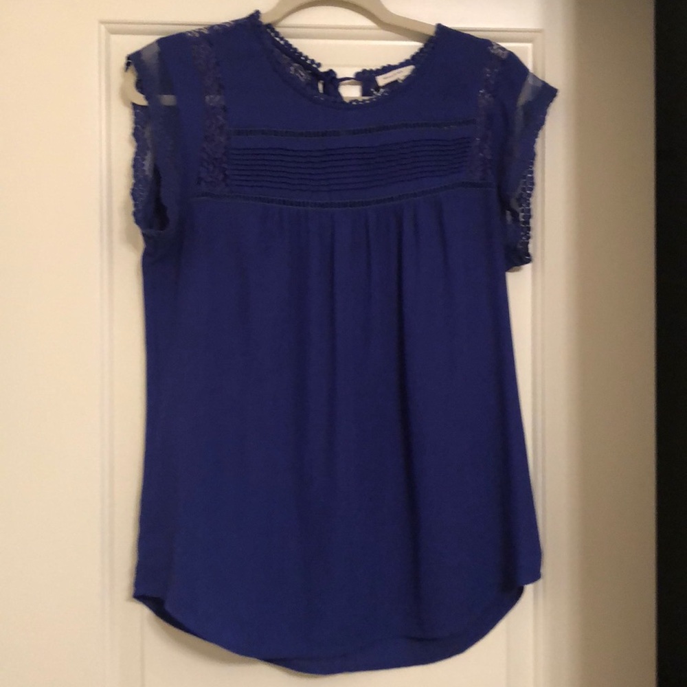 Anthropologie Meadow Rue Blue Lace Blouse